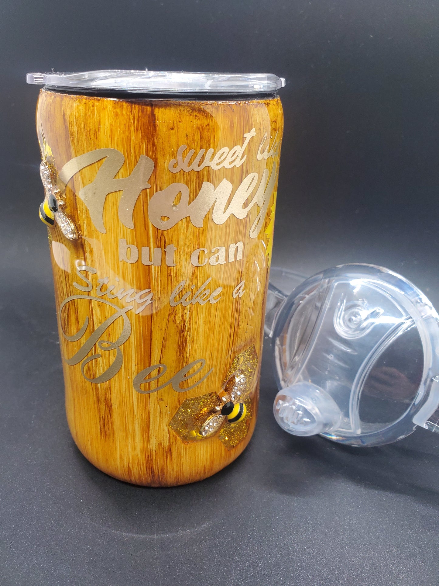 DUO Sippy Cup Woodgrain Honey Bee Tumbler