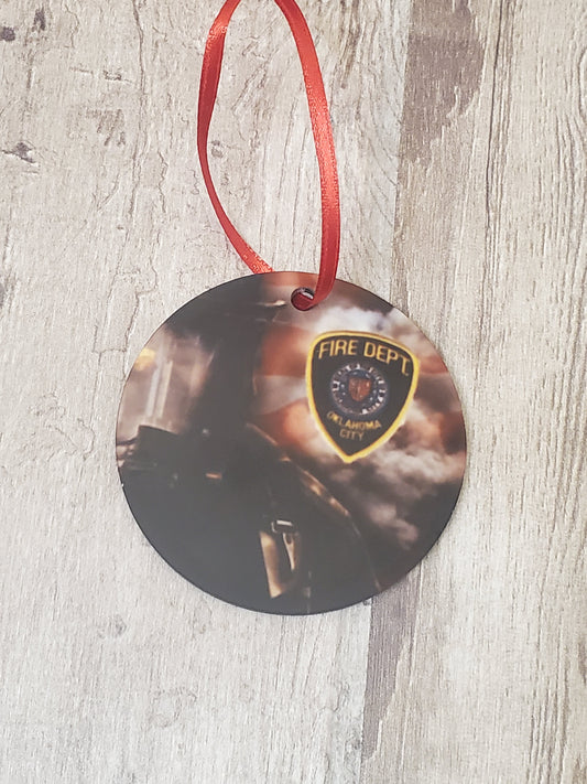 Firefighter fire patch Ornament