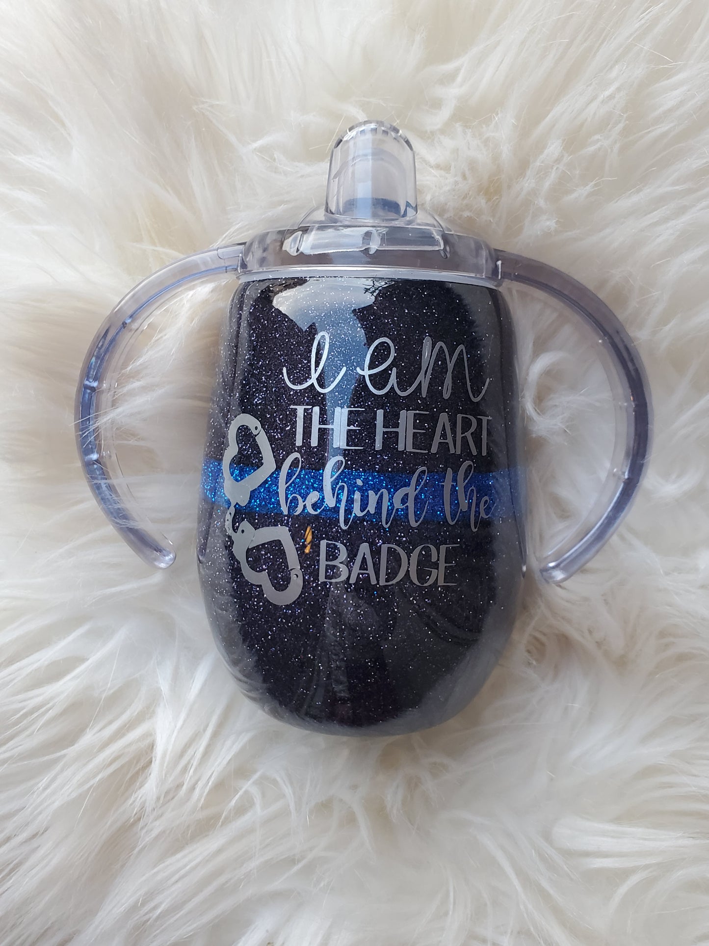 8oz  Sippy police patch Tumbler, I am heart behind the badge